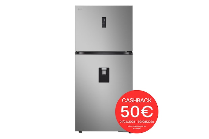 Foto frontale del frigorifero LG GTFV61PYBQD con bollo cashback